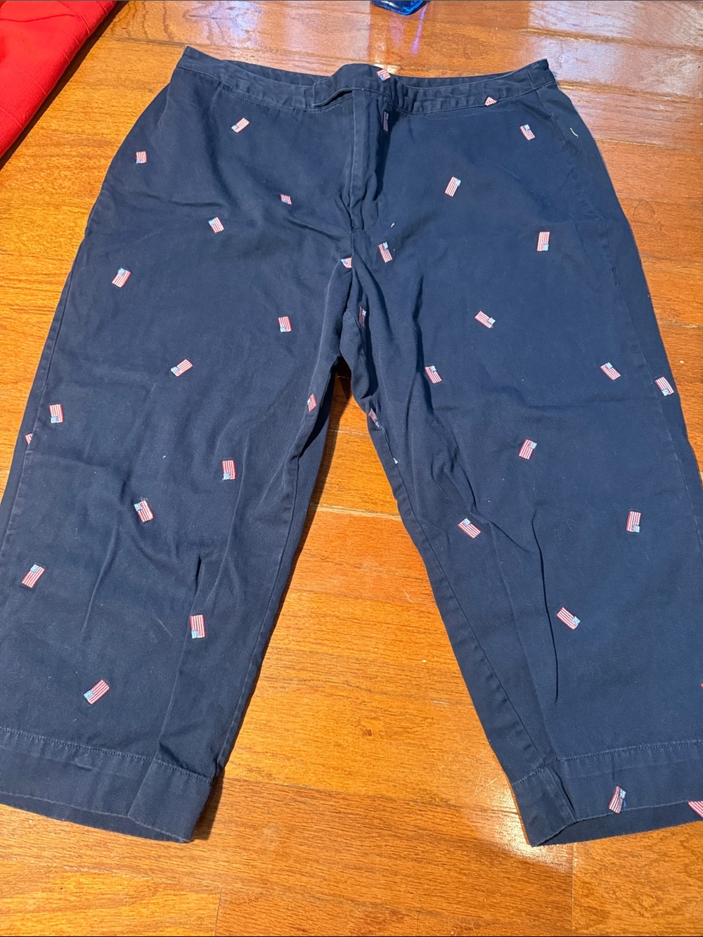 Bay Studio Navy Khaki Pants with Subtle Flag Detail